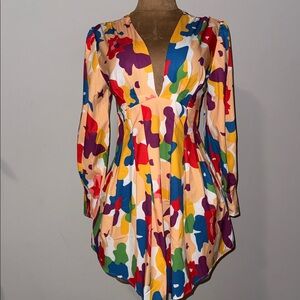 Colorful Abstract Long Sleeve Dress